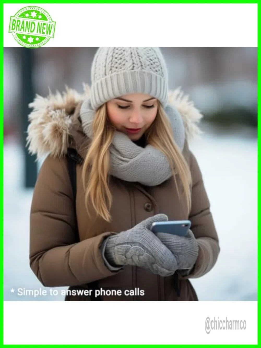 Touchscreen Mittens | Sherpa Lined Cable Knit | Snowflake Grip | Winter Gloves